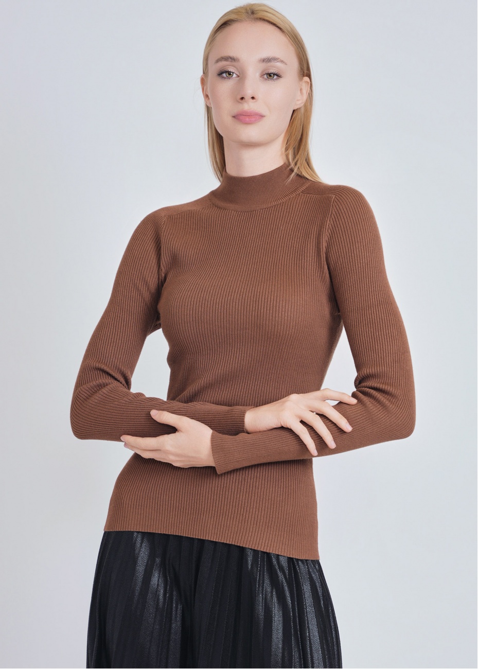 Camel high neck clearance top